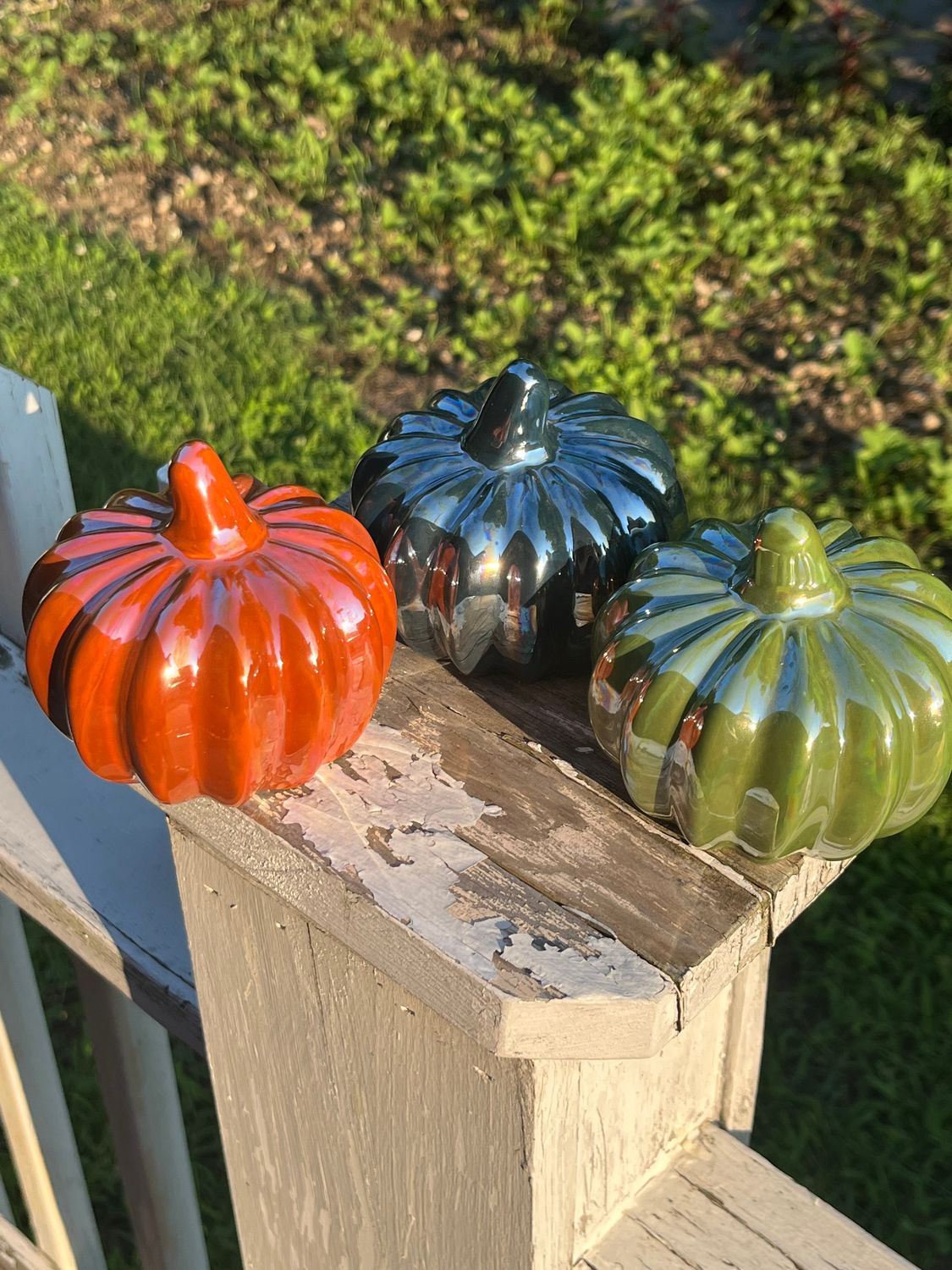Iridescent Pumpkin Figurine