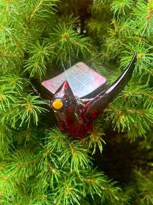 5" Red Cardinal Ornament With Charm 5" Red Cardinal Ornament With Charm