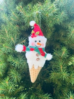 Ice Cream Cone Snowman Ornaments 
