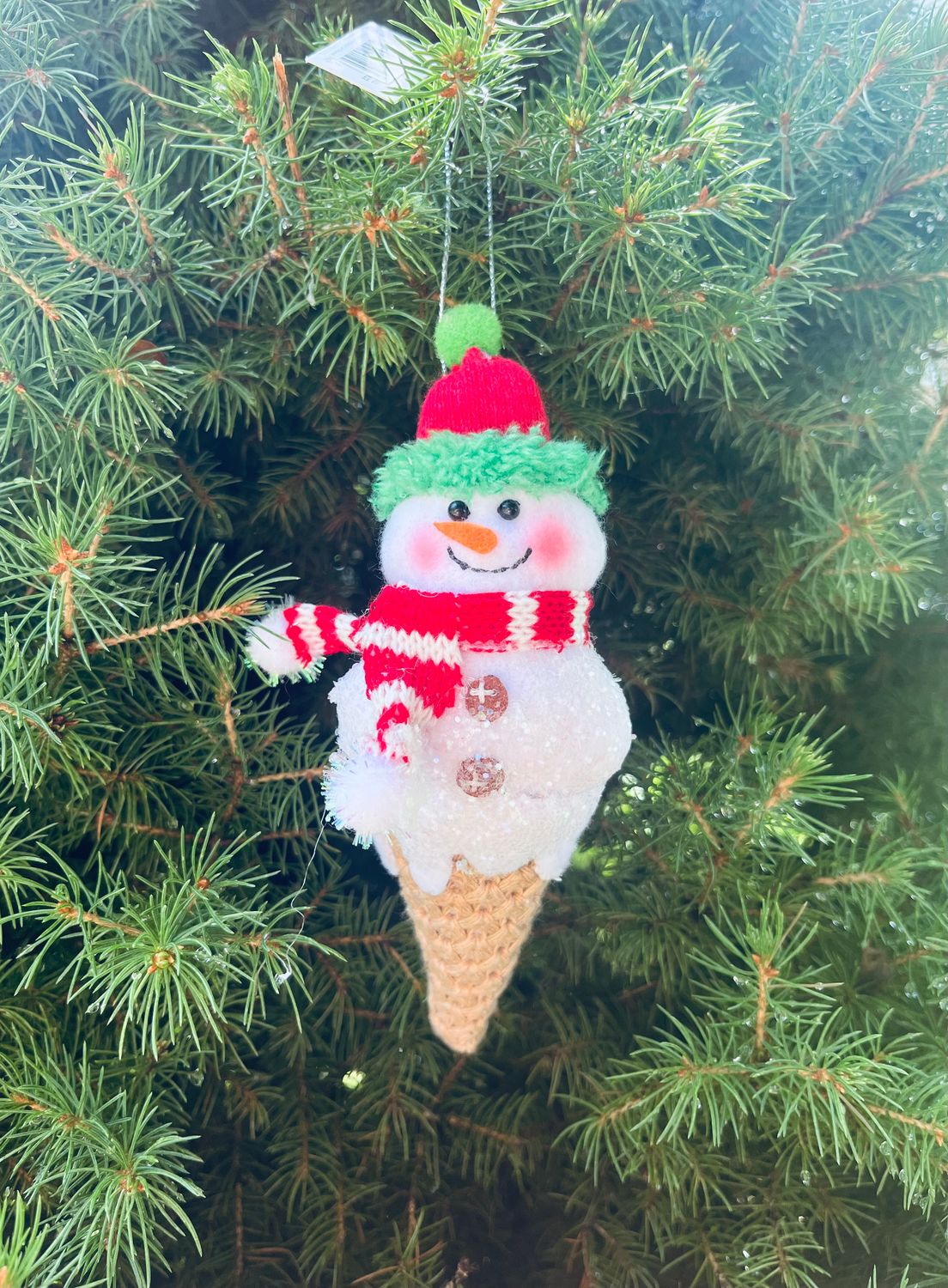 Ice Cream Cone Snowman Ornaments 