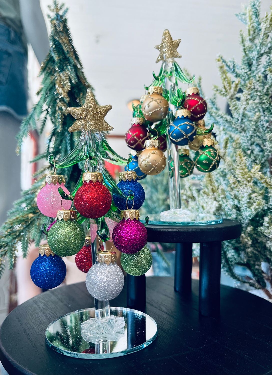 Glass Christmas Tree With Ornaments 