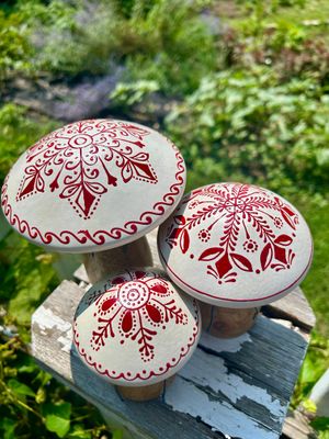 Handprinted Red & White Mushroom