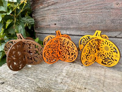 Laser Wood Cut Pumpkin Figures