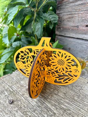 Laser Wood Cut Pumpkin Figures