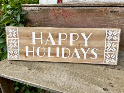 Wooden Happy Holidays Wall Art