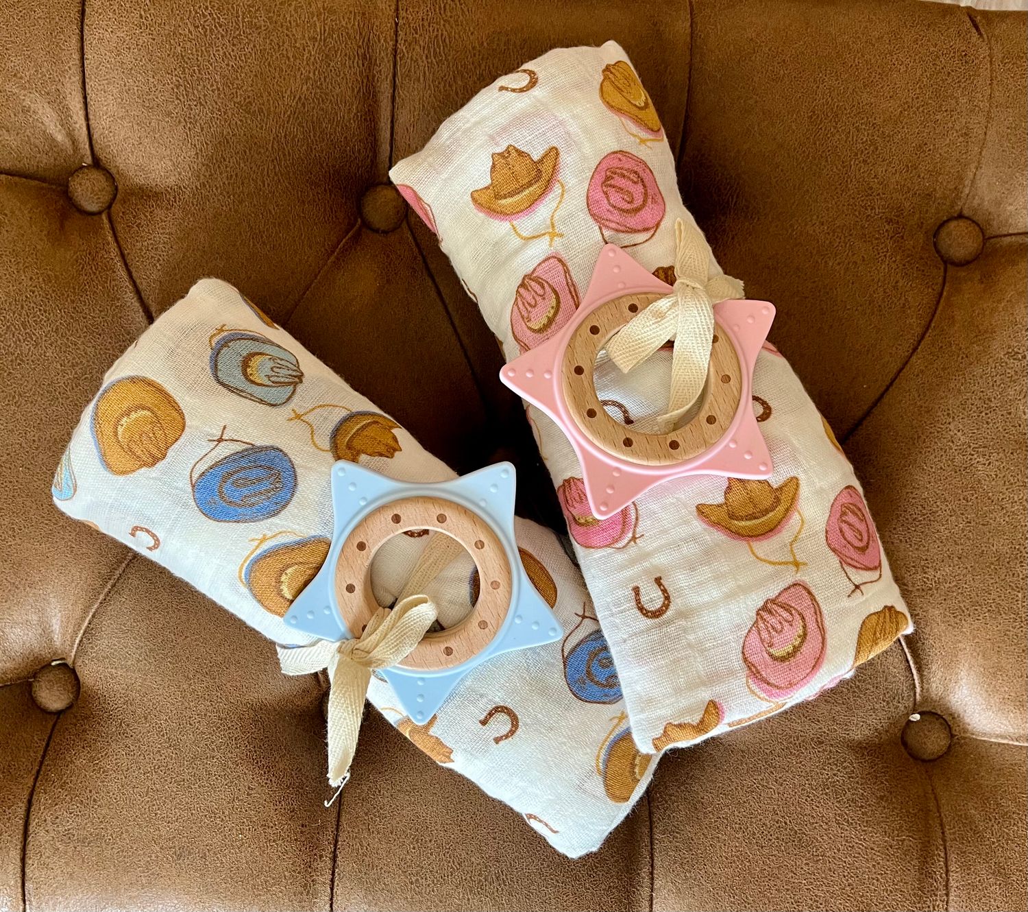Western Muslin Swaddle W/ Teether 