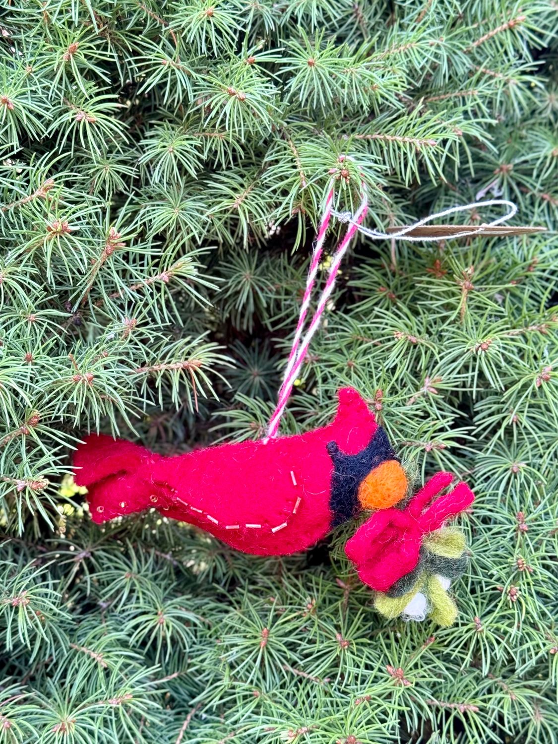 Woven Wool Cardinal Ornament