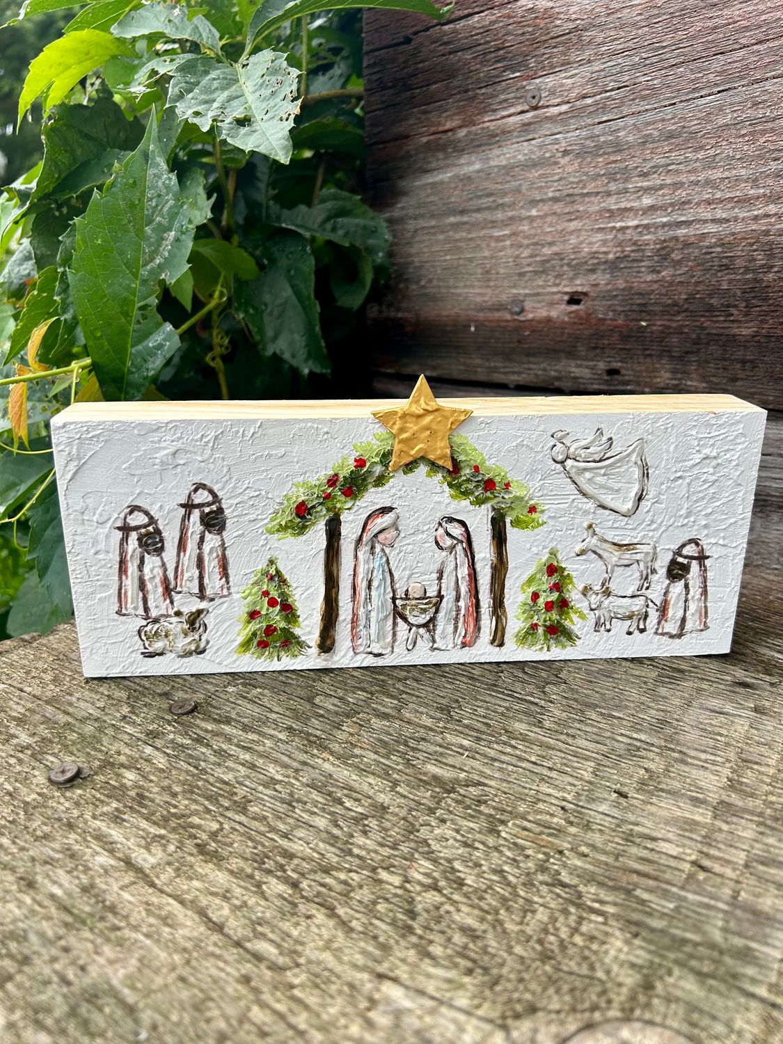 Painted Nativity Plaque