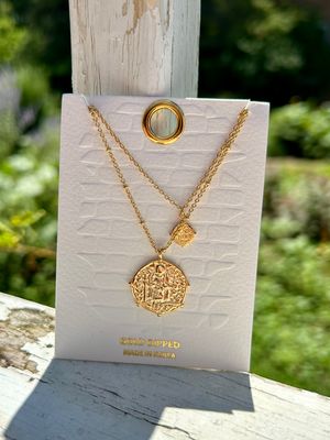 Gold-Dipped Double Circle Necklace 