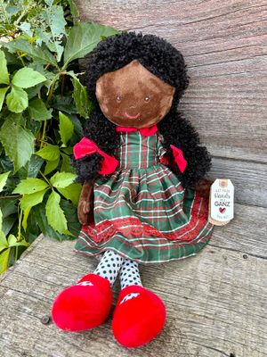 Doll with Plaid Red/Green Dress