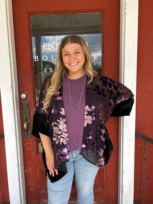 Floral Chiffon Velvet Kimono