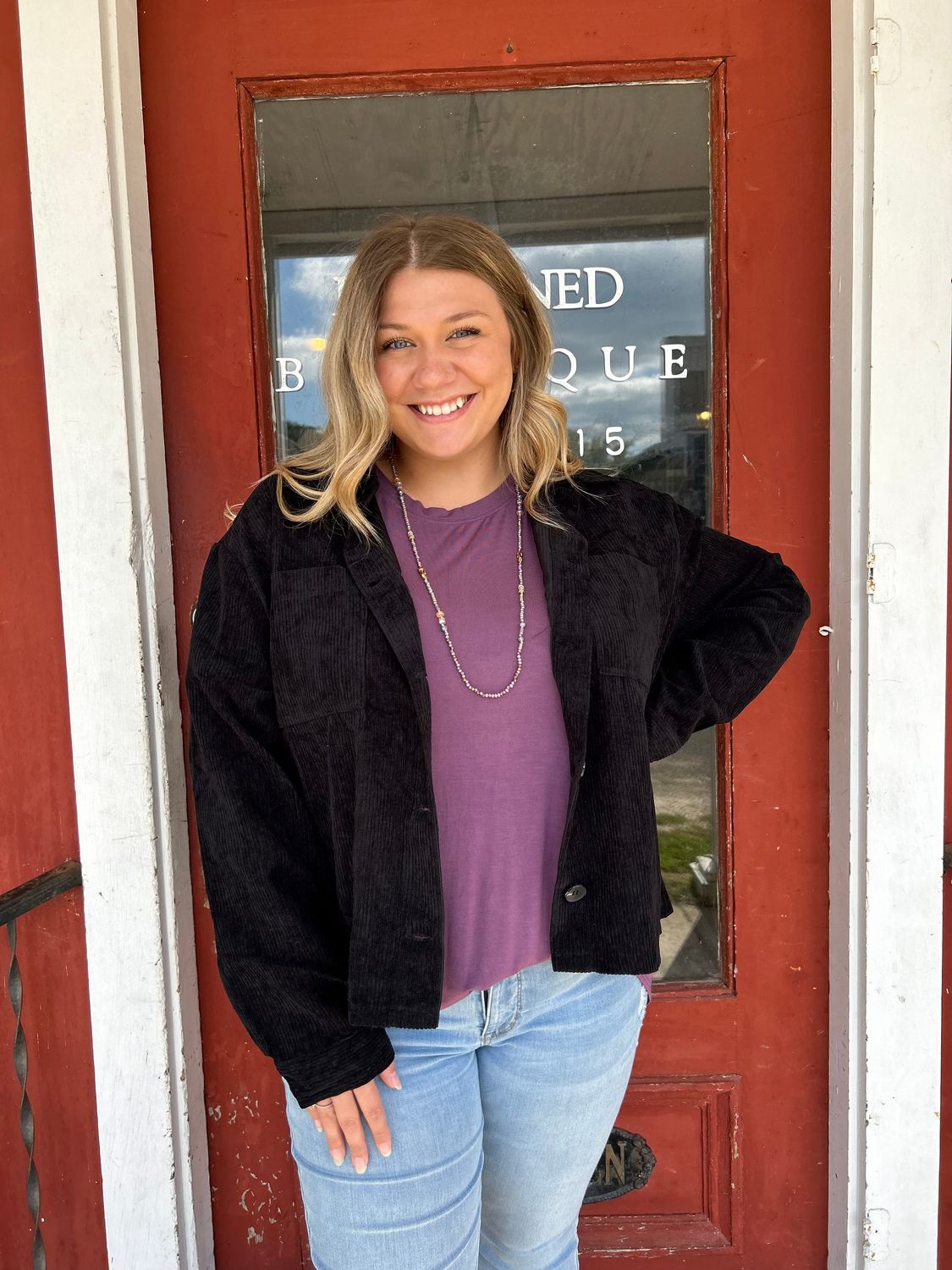 Plus Size Corduroy Shacket 