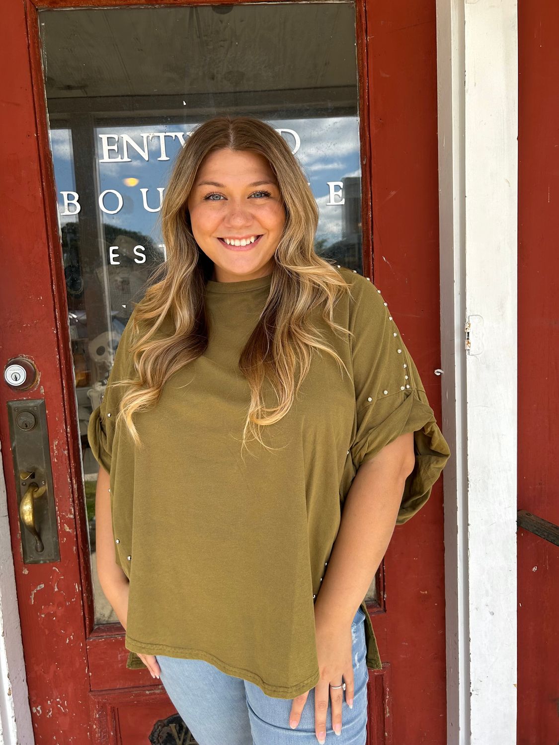 Oversized Studded High Low Tee