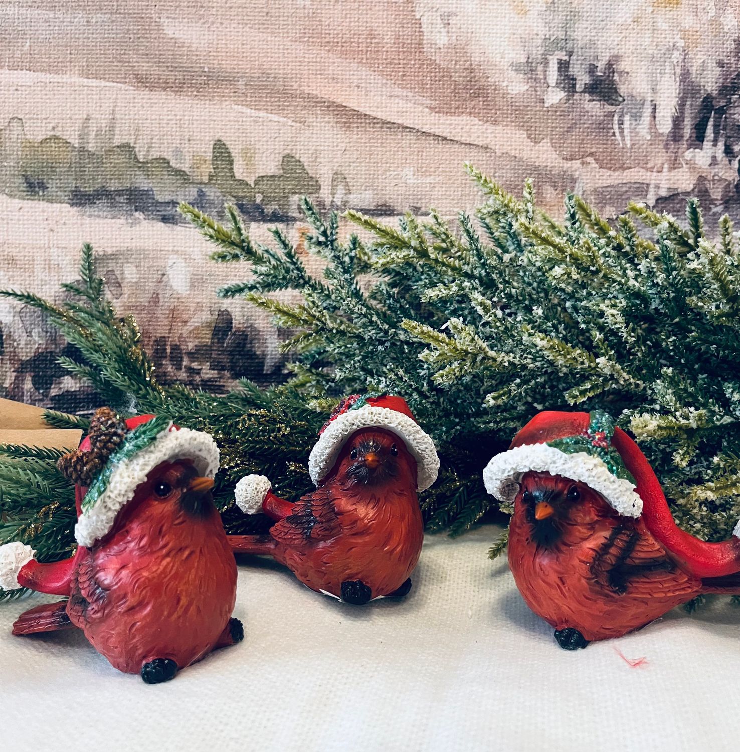 Cardinal Santa Hat Figures 