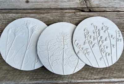 Etched Plaster Wildflower Decor
