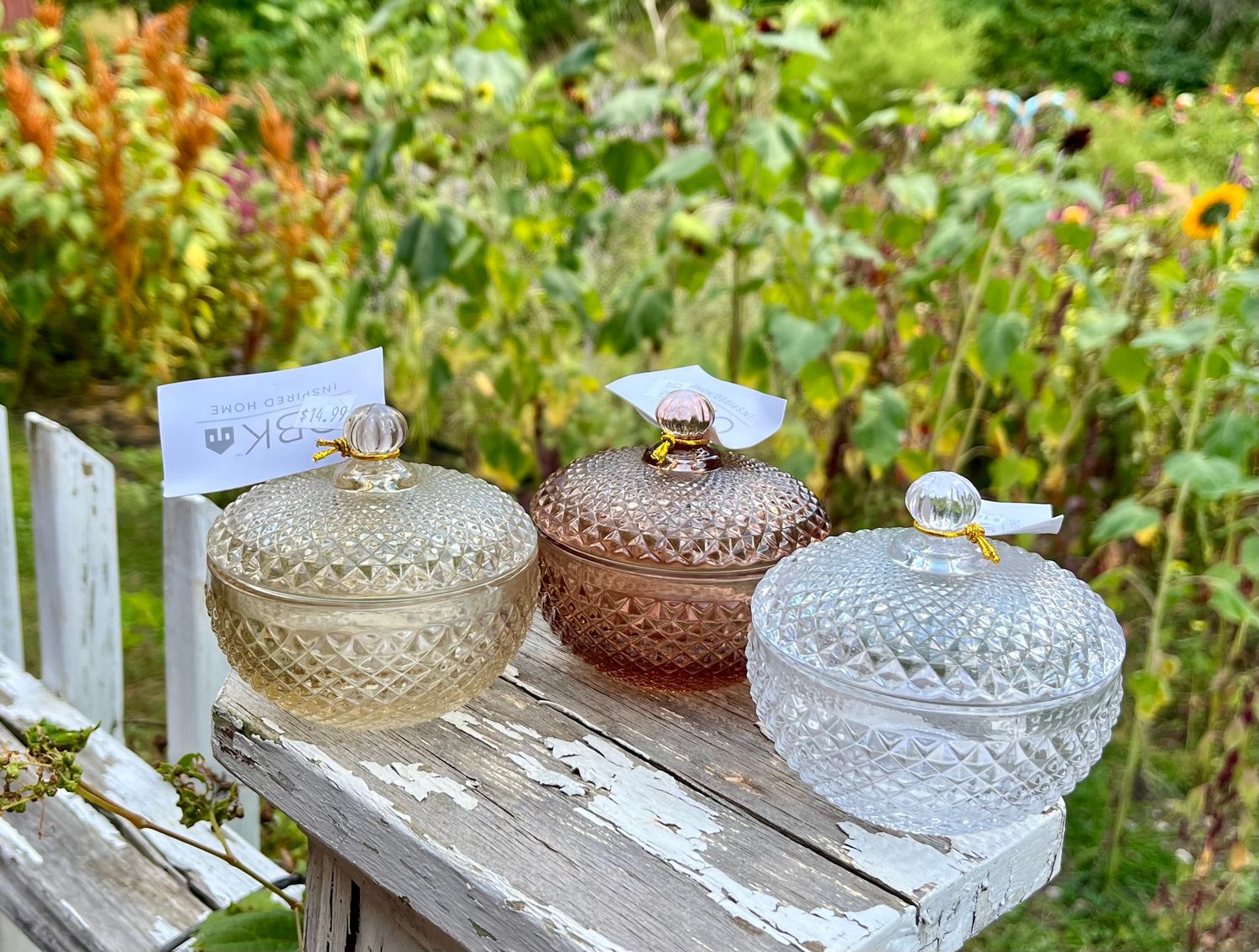 Decorative Etched Glass Round Containers