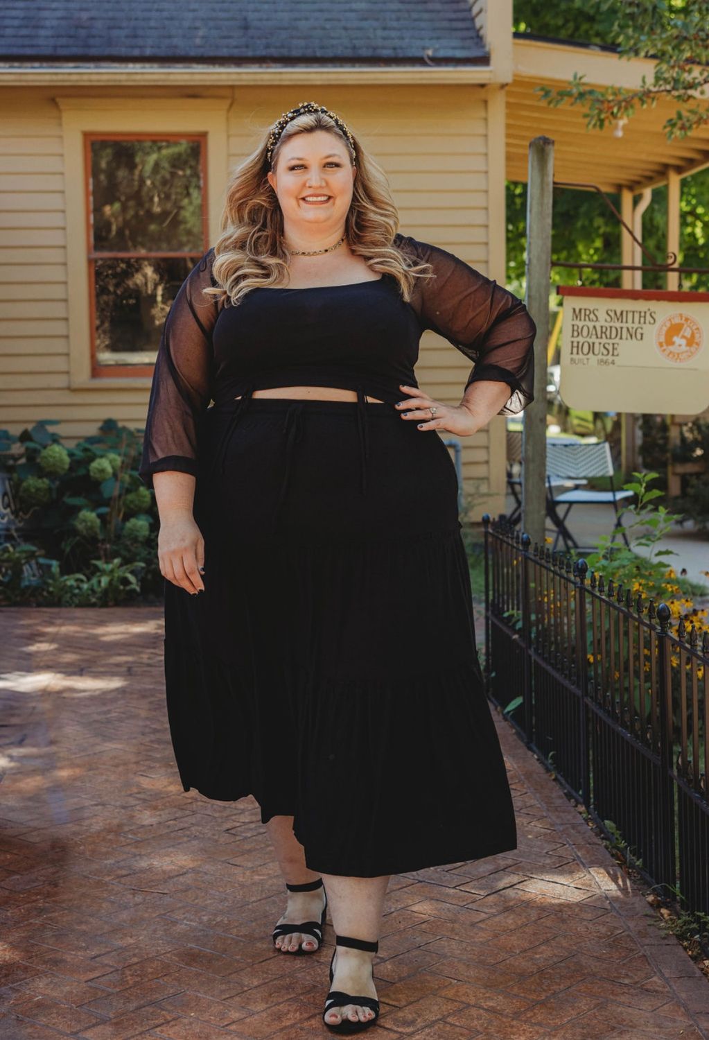 Plus Size Mesh Ruched Long Sleeve Top