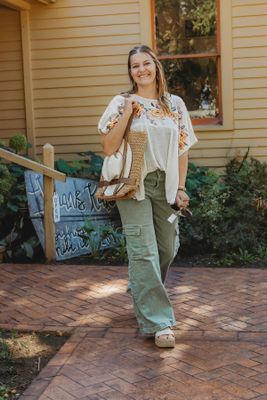Washed Knit Top with Floral Embroidery