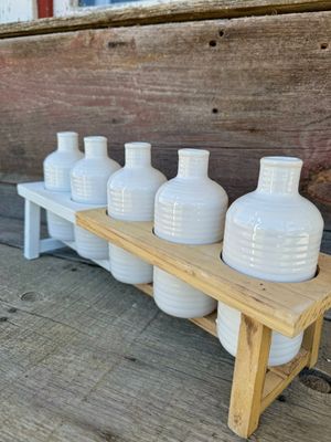 Ceramic Vase Wood Stand