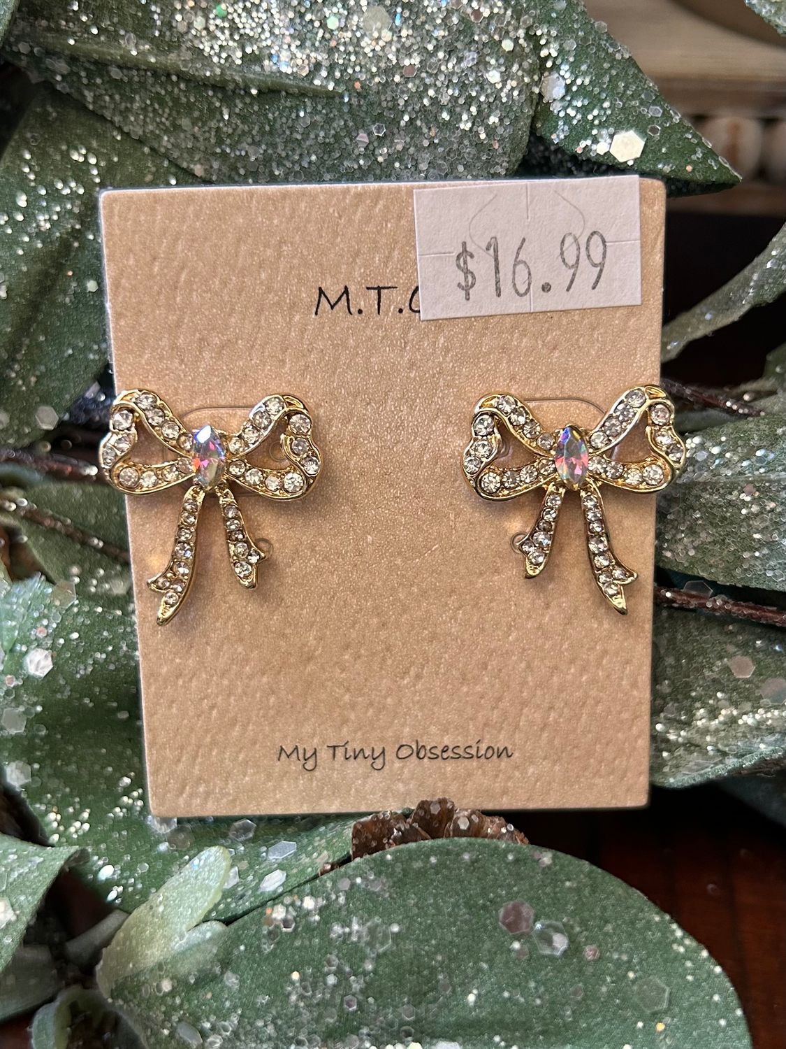 Rhinestone Bow Earrings