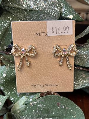 Rhinestone Bow Earrings