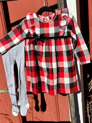 Buffalo Checkered Dress and Grey Tights