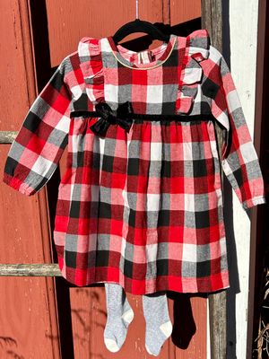 Buffalo Checkered Dress and Grey Tights