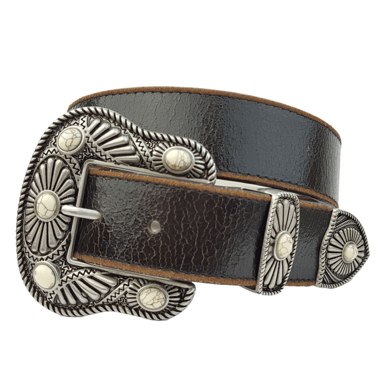 Vintage Leather Belt Western Buckle 