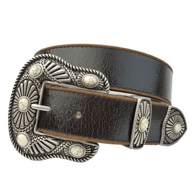 Vintage Leather Belt Western Buckle 