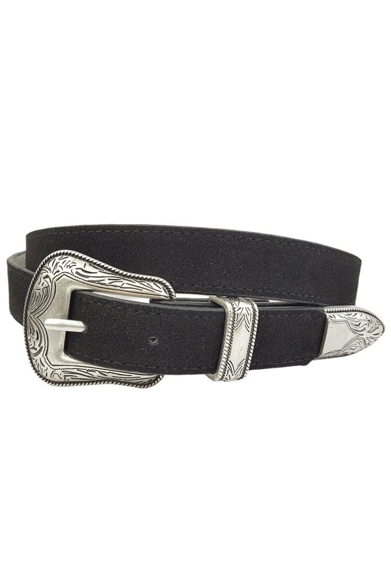 Suede Leather Belt Western Buckle 