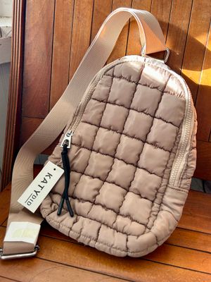 Tan Quilted Sling Bag