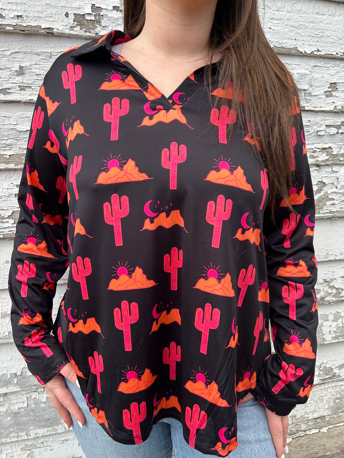Gemma V-Neck Top Desert Sunset 