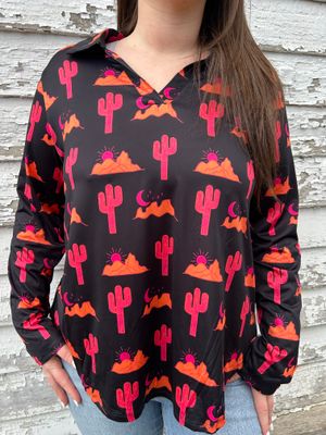 Gemma V-Neck Top Desert Sunset 