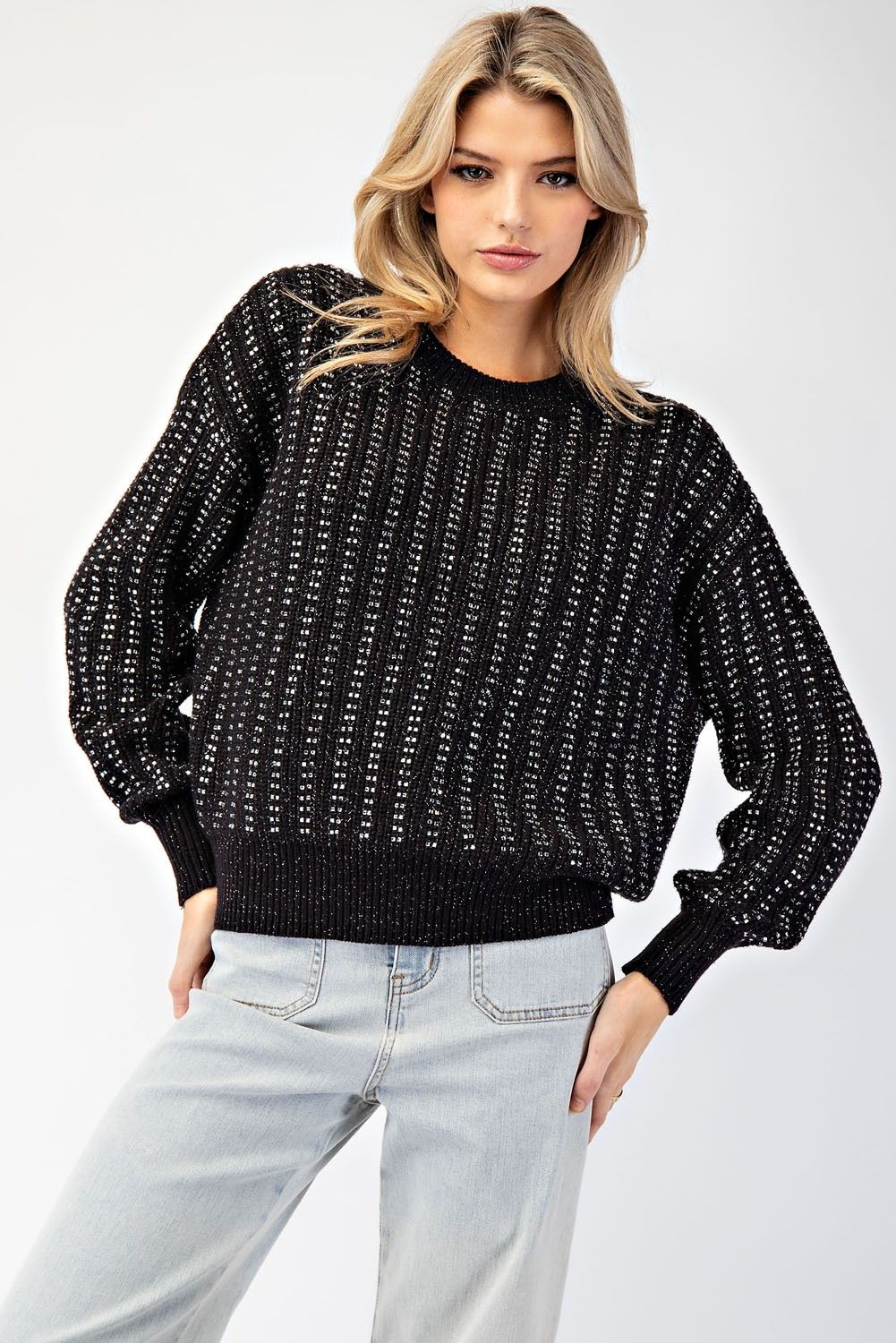 Jewel Crochet Knit Sweater