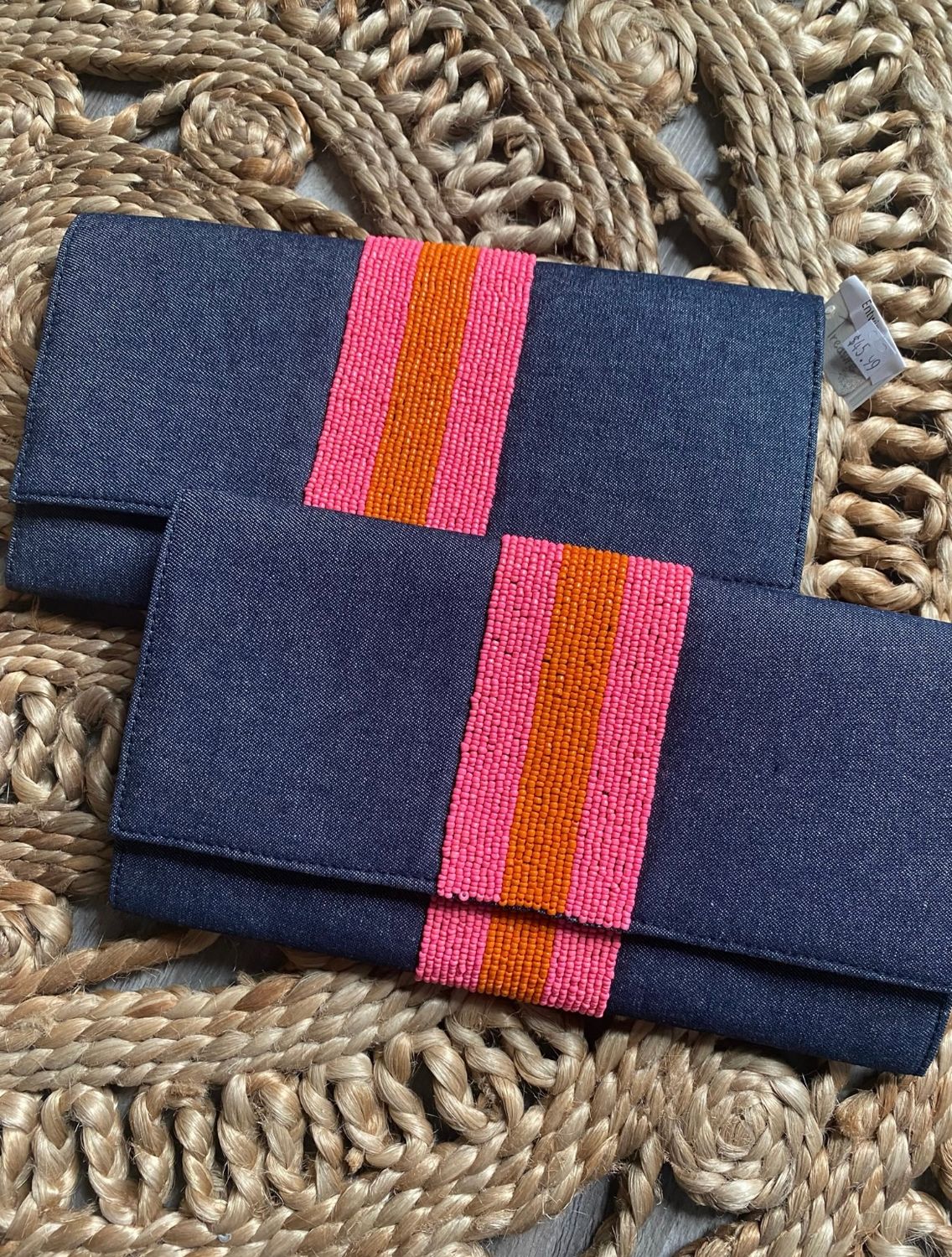 Beaded Striped Clutch