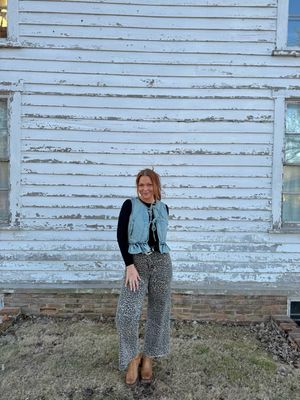 Denim Tie Front Ruffled Vest