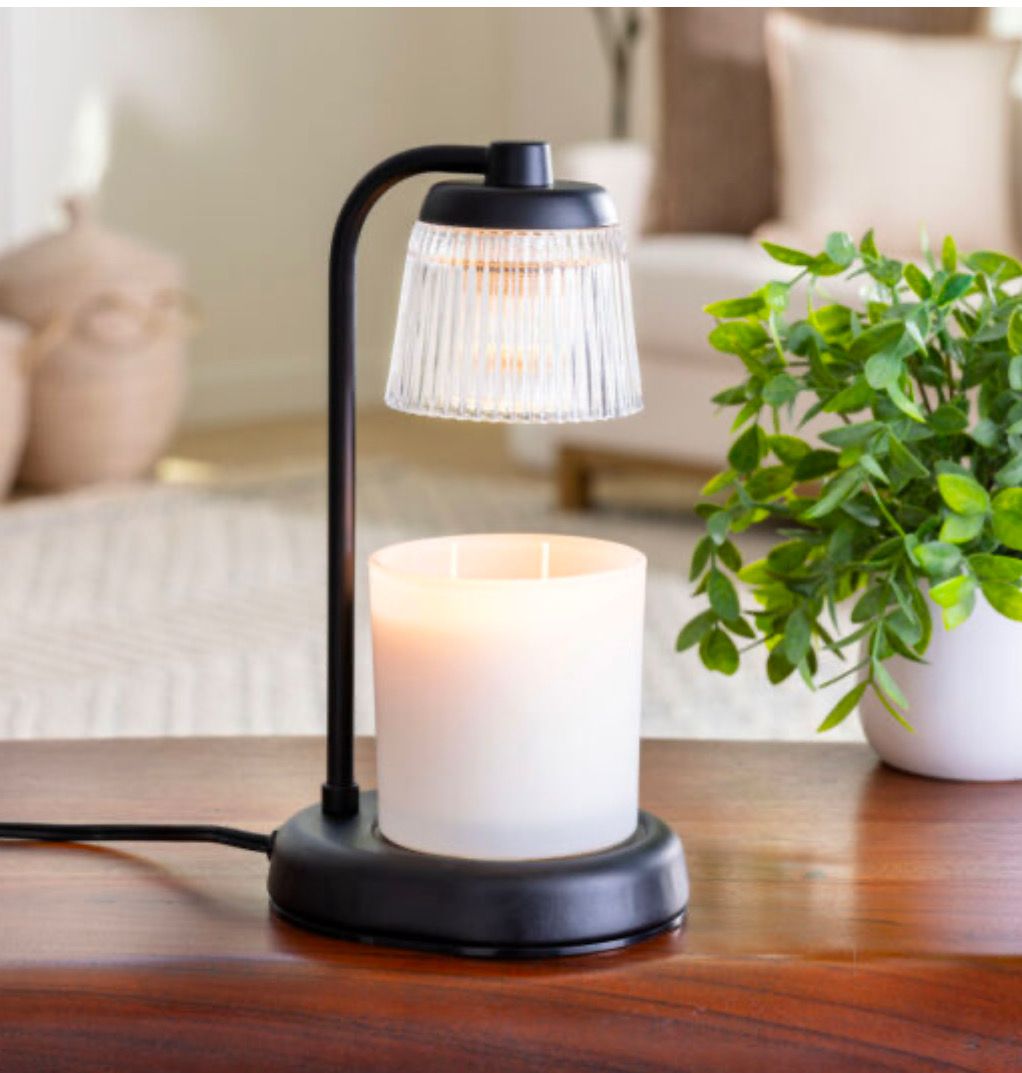 Fluted Glass Candle Warmer Lamp Black