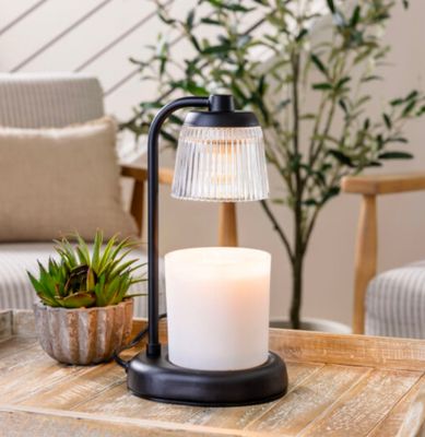 Fluted Glass Candle Warmer Lamp Black