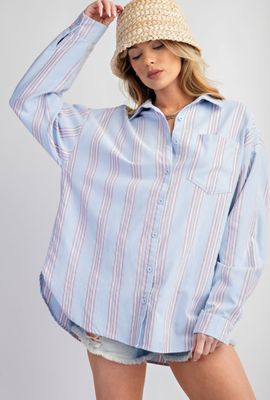 Curvy Stripe Button Down
