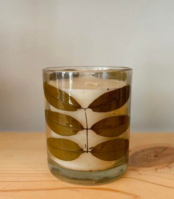 Pressed Leaf Glass Candle
