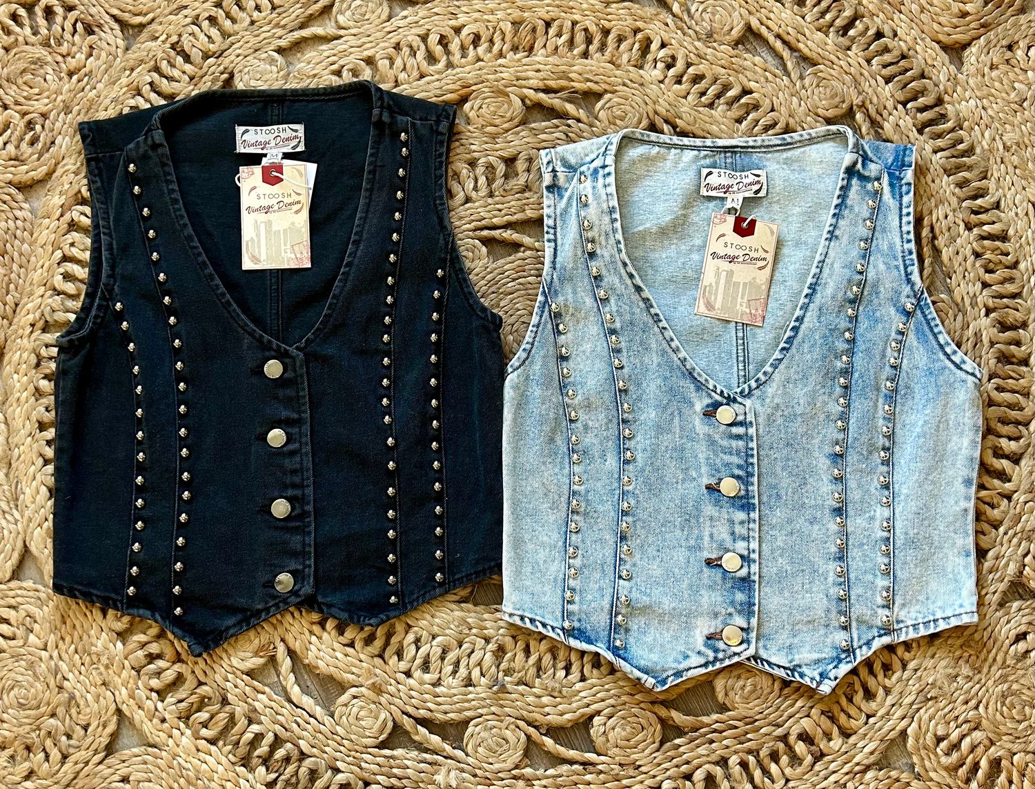 Studded Denim Vest