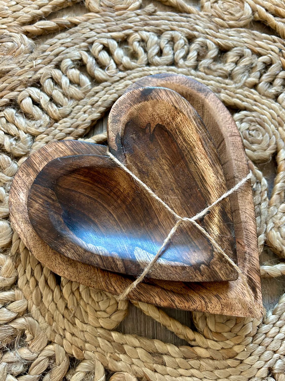 Heart Tray 2Piece Set Wood 
