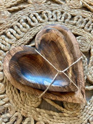 Heart Tray 2Piece Set Wood 