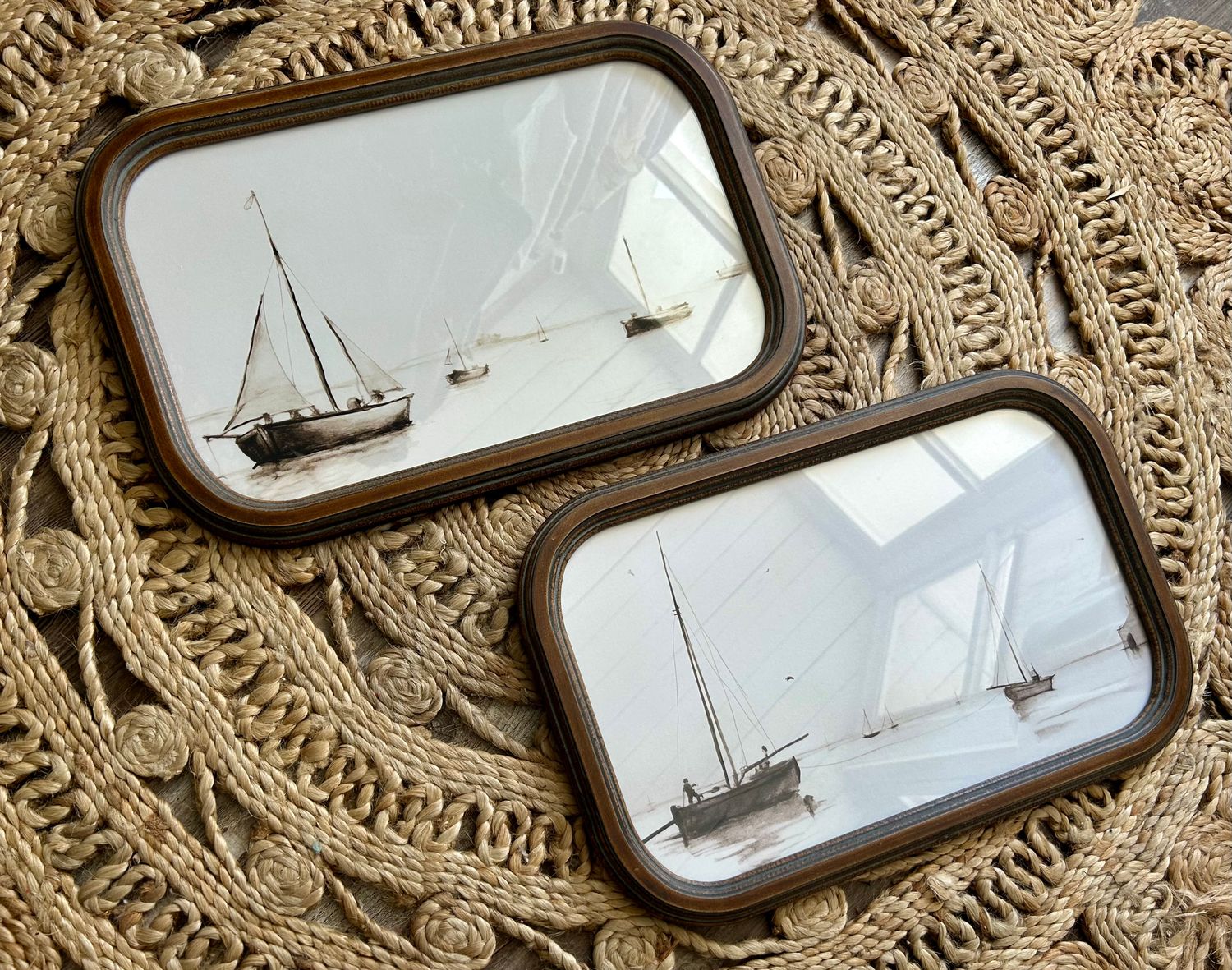 Framed Vintage Sailboat Wall Decor