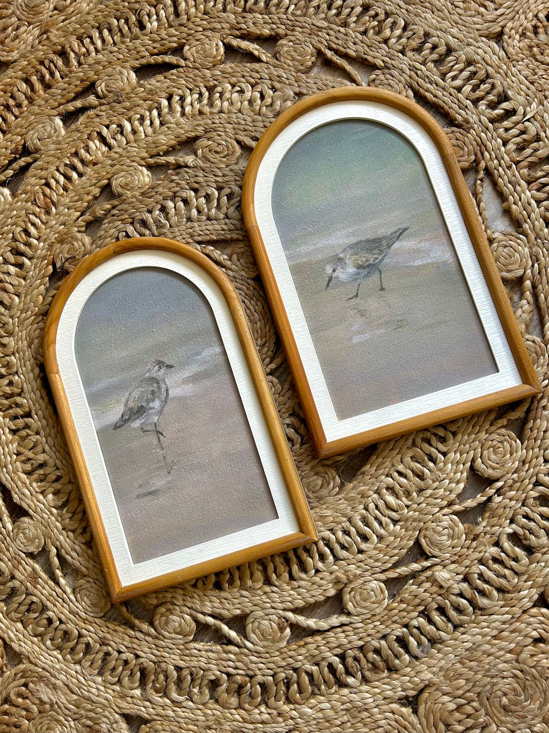 Sandpiper Bird Arched Painting Wall Decor