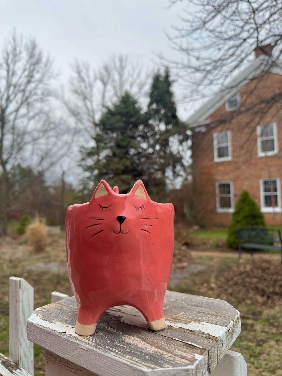 Cat Stoneware Pot