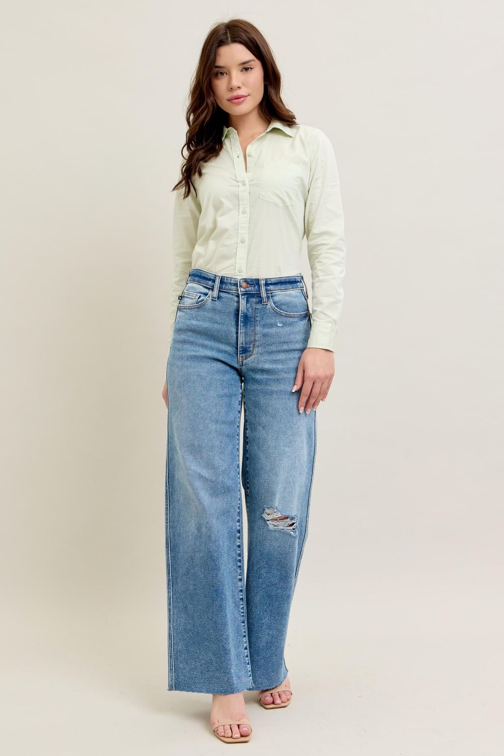 Vintage Wash Wide Leg Destroy