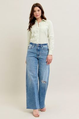 Vintage Wash Wide Leg Destroy