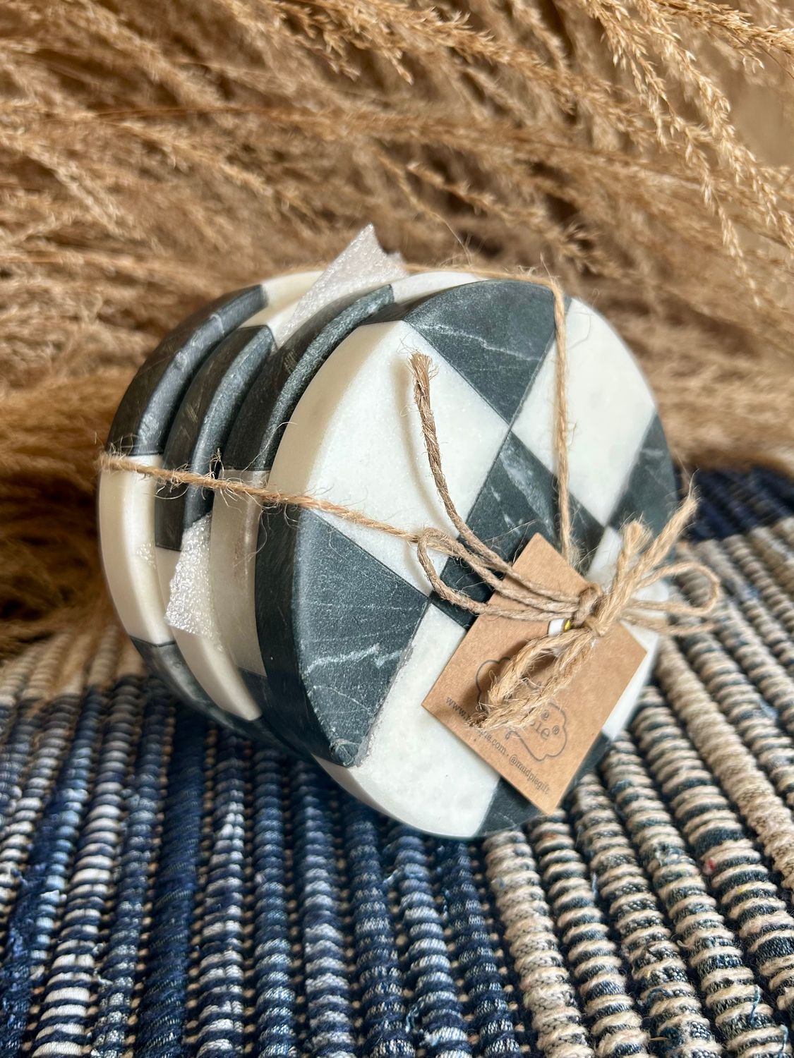Circle Checkered Coaster Set 