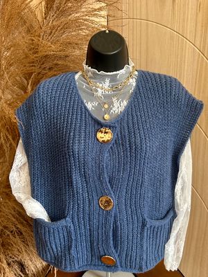 Big Metal Button Sweater Vest 